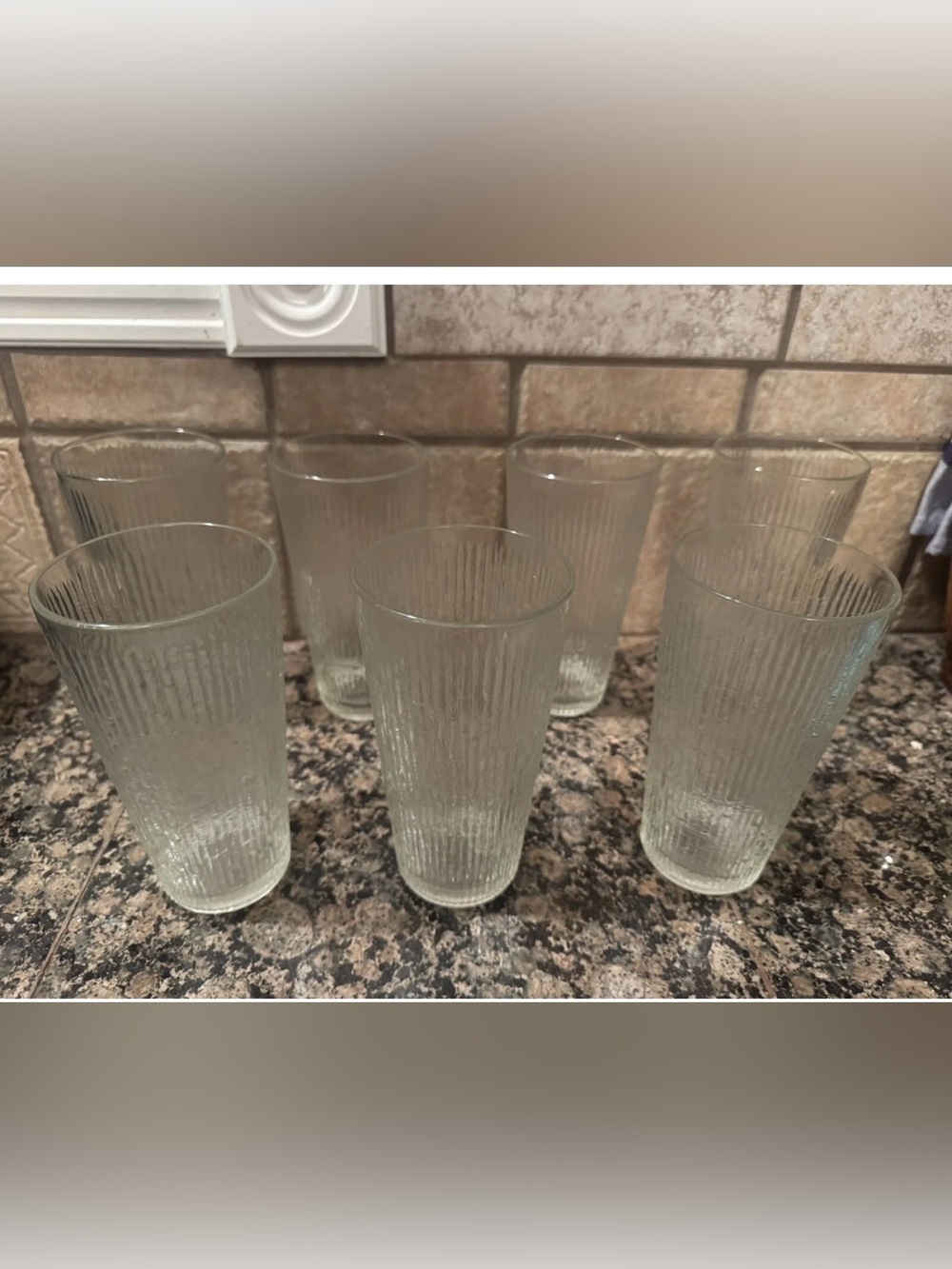 Jeannette Tree Bark Glass Finlandia Clear Ice Drink Tumblers 7 Vtg.